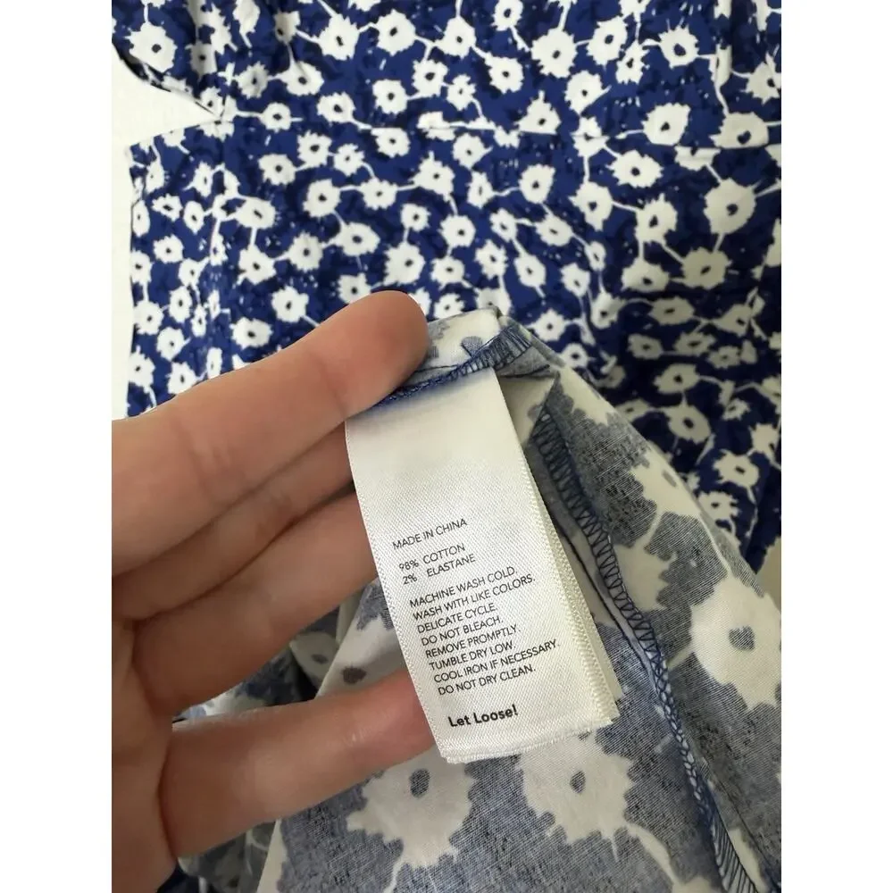 Kate Spade Saturday Blue White Ditsy Floral Cut Out Dress Size 12 Whimsical